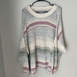 American eagle oversized knit crew neck striped sweater